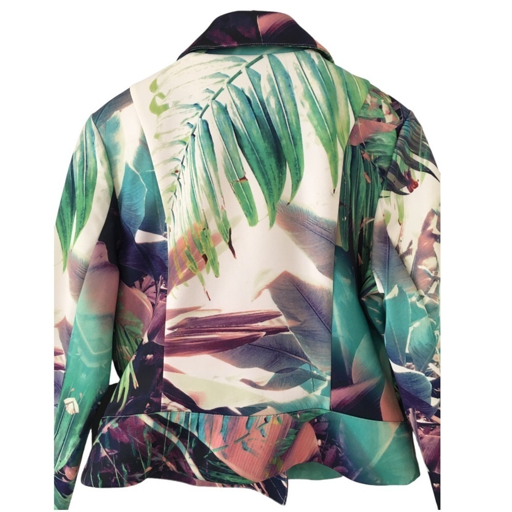 NWT Jennifer Lopez Tropical Print Moto Jacket Size M - Picture 8 of 16